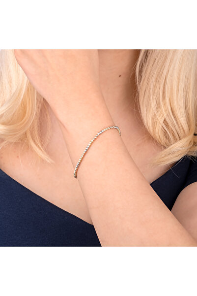 KazarKuyumculuk 14 Ayar (585) Dorika Sarı-Beyaz-Rose Toplu Kadın Tasarım Bileklik (16cm)