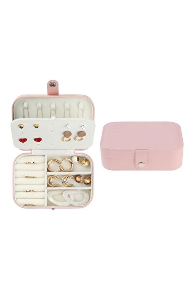 Ecrou Bölmeli Takı Kutusu Pembe 16 x 11 x 6 cm