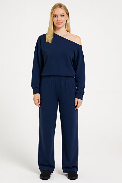 RAPAPA Women's Oversized Fit Blue Tracksuit Set – Comfortable & Modern Style 1014 m