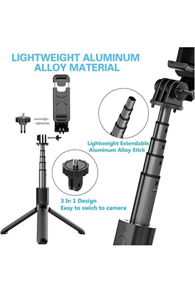 PLOKAMA Selfie Stick K5 with LED Light & Bluetooth Remote - Live Streaming & Photo