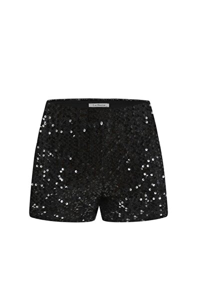 La Sarta Melora Sequined Black Shorts