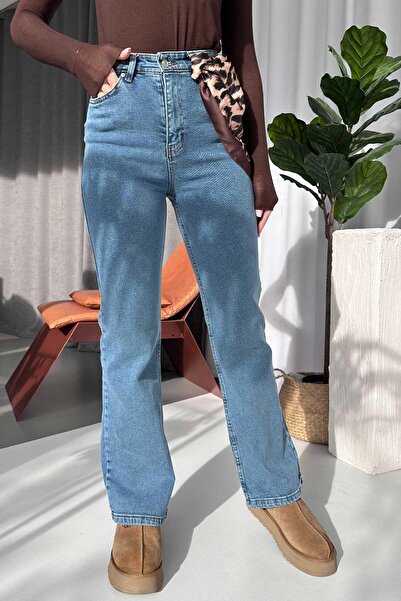 Mine Tan Butik High Waist Leopard Shawl Detailed Jean