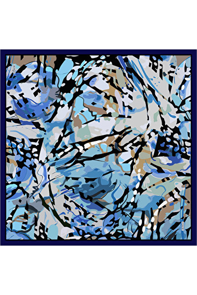 Arancia وشاح تيفيل حريري أزرق مقاس 90×90