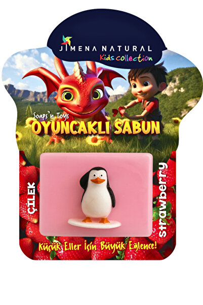 Jimena Natural Oyuncaklı Sabun Çilek Kokulu Gliserinli Doğal Sabun, Çocuklara El Yüz Yıkama Alışkanlığı Kazandırın