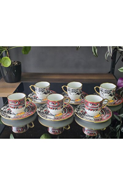 EMİRA HOME Martin 6-Person Double Patterned Turkish Coffee Set