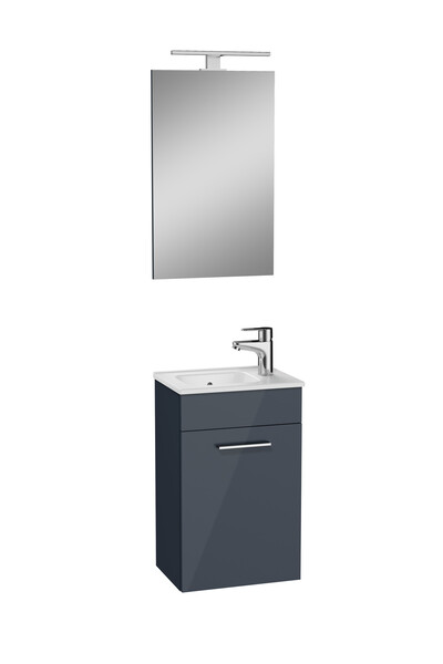 VitrA Mia 75065 Banyo Dolabı Seti, Kapaklı, 40 cm, Parlak Antrasit