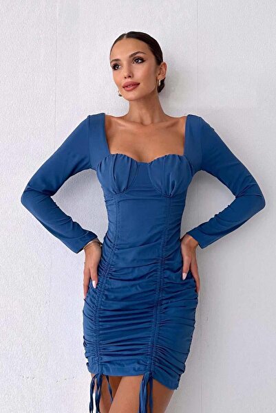 Mine Tan Butik Betria haljina dugih rukava - plava