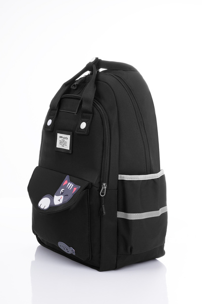 Ecrou Black Backpack with Cute Cat Picture