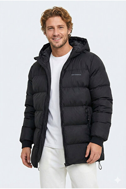 New Balance Men's Black Hooded Coat Mpj3122-bk