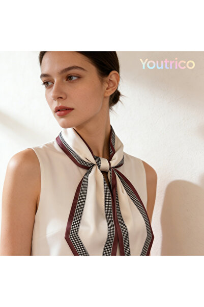 Youtrico Long silk scarves,Headbands,Colour-block stitching,147cm