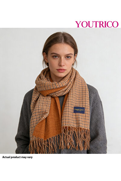 Youtrico وشاح شتوي للجنسين بشراشيب - وشاح وشال منقوشان من الكشمير، 200×55 سم