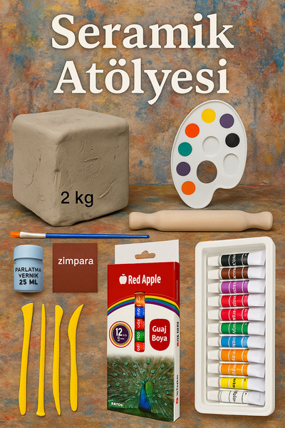 DSH Doğal Seramik Hamuru Beyaz Seramik Hamuru, Doğal Oyun Hamuru, Kil Çamuru 2 Kg 2000 gr Ebeşuar Seti