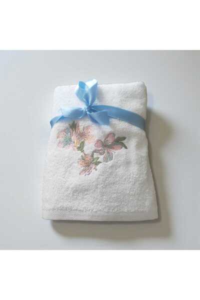 Ercahome tekstil 100% Cotton White Floral Embroidered Double Face Towel Will ...