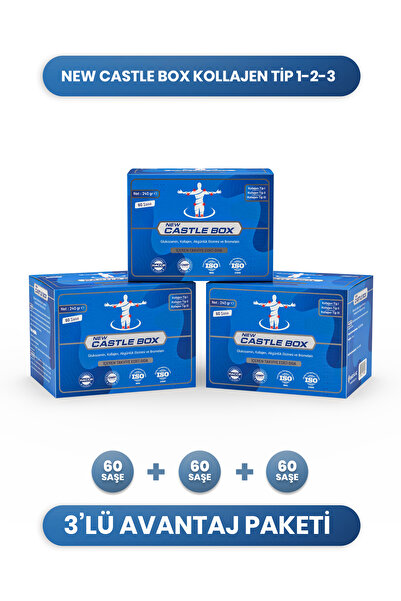 Castle New Box - Collagen (TİP 1 - TİP 2 - TİP 3), Bromelain, İçeren Multi Kolajen Takviyesi
