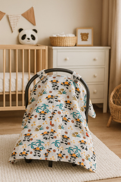 Heianmono Kids 2-Layer 100% Cotton Muslin Stroller Cover with Front Snap Fast...
