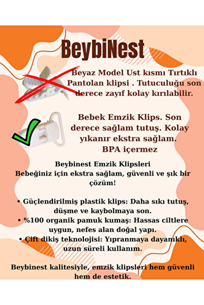 lucky baby Emzik Askısı 3 lü Set Plastik Klips Emzik Tutucu