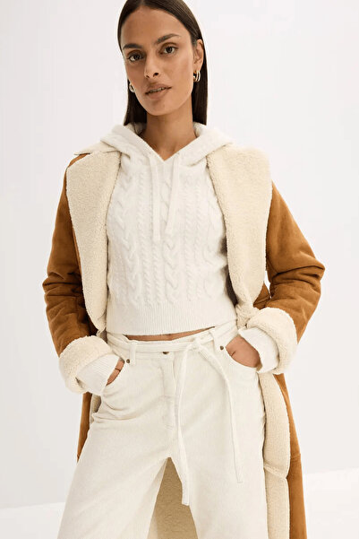 bonprix Women's Hooded Oversized Thick Knit Sweater – Soft Textured Grobstrick Hoodie