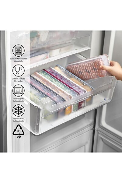 SELKA HOME 8 Adet 1 Lt. Nora Organizer Buzdolabı Buzluk Düzenleyici Saklama Kabı