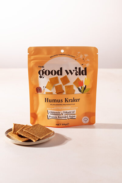 THE GOOD WİLD Humus Kraker | Glutensiz Vegan Atıştırmalık | Glutensiz Un | Filizlendirilmiş Nohut Unu | 55 Gr