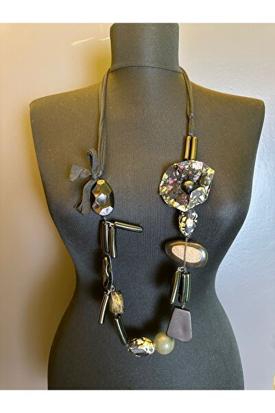 Gönülden Tasarım Floral Stone Women's Necklace Length 45
