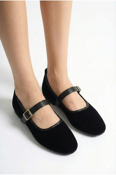 N MODA Women's Ballet Shoes with Gold Buckle, Stylish, Lightweight, Orthopedic, Noiseless Sole