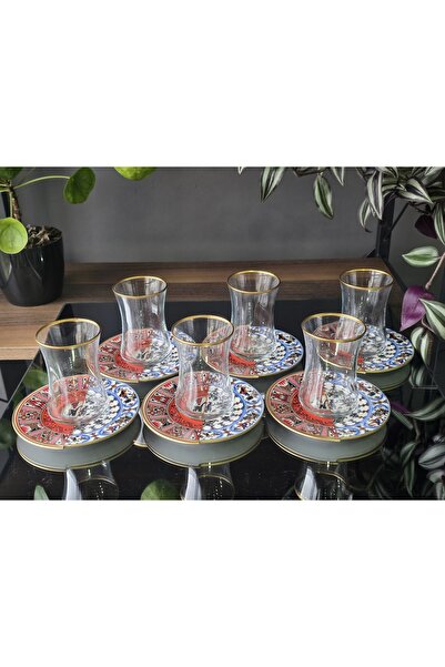 EMİRA HOME Nora- 6 Kişilik Çift Desenli Çay Seti