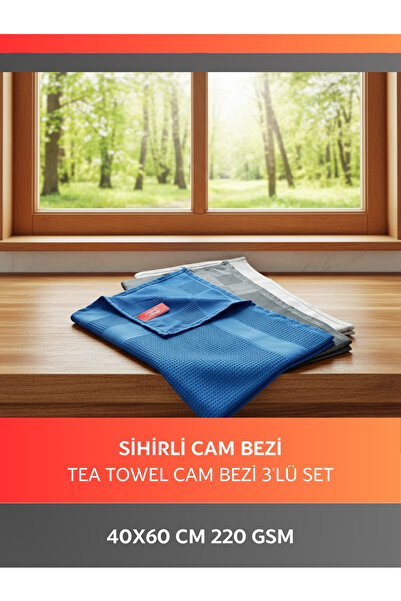 Cleanshe Tea Towel Sihirli Mikrofiber Cam Bezi 3'lü Set 42x64 | Yeni Renkler ...