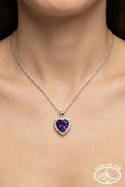 ACAR SİLVER KALP TAŞLI GÜMÜŞ KOLYE