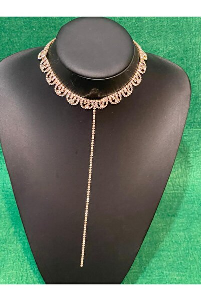 Gönülden Tasarım Zirkon Taşlı Sarkaçlı Özel Tasarım Parlak Altın Sarısı Boyun...