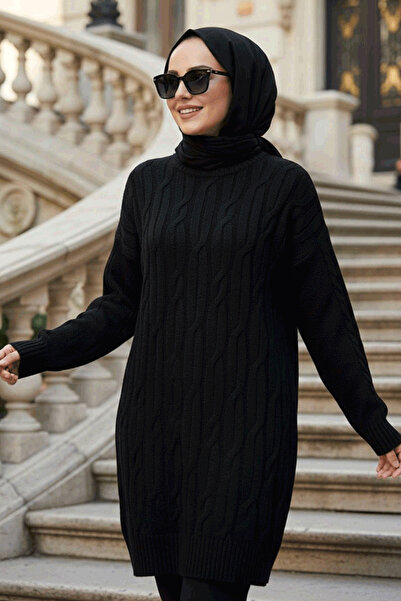 N.S NEVA STYLE Siyah Tesettür Triko Kazak 8798S