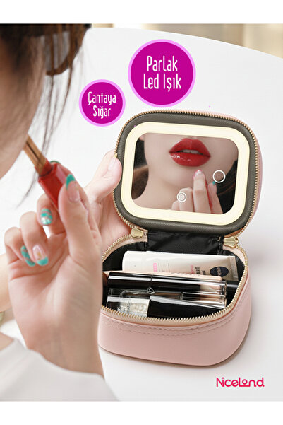 Nikadu Led Işıklı Aynalı Makyaj Çantası S Boy