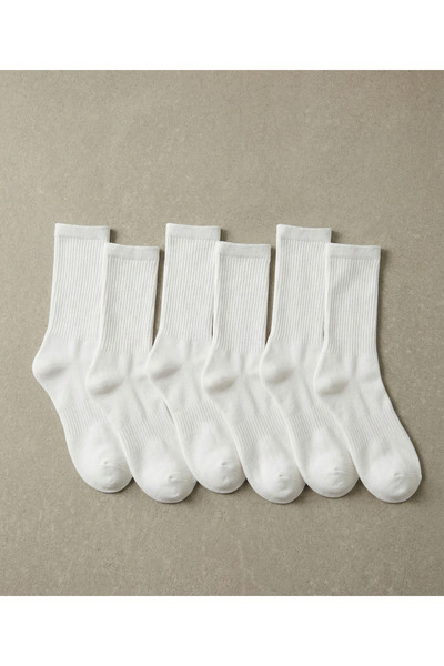 DRAV 6-عبوة جوارب تنس بيضاء للجنسين - جوارب أساسية ( خياطة مخفية )