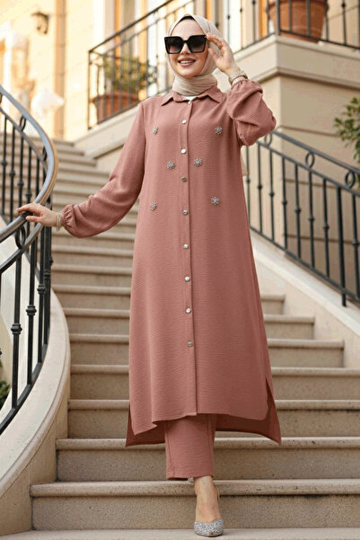 Neva Style Скромно двукомпонентно комплектче с розов мотив от мъниста 12082GK