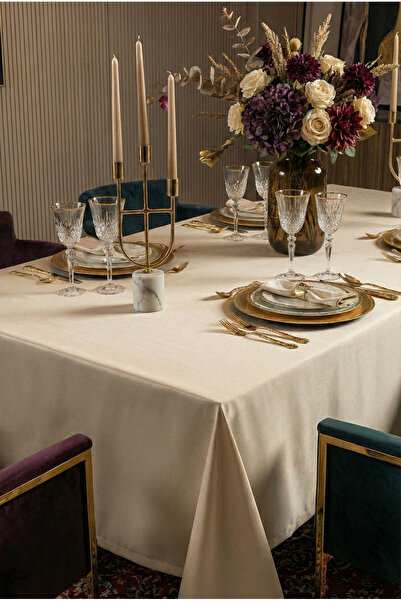 Finezza Kristal Monoray Kumaş Bej Masa Örtüsü Dikdörtgen 140x200 Cm - 764