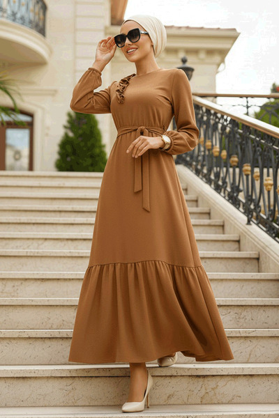 Neva Style Φόρεμα με ζώνη μπισκότο τεσετύρ 659BS