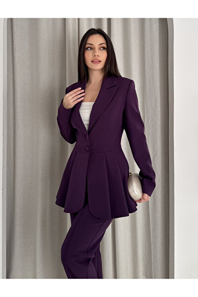 VUNTAL Volanlı Blazer İkili Pantolonlu Takım