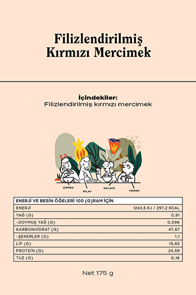 THE GOOD WİLD Filizlendirilmiş Kırmızı Mercimek | Glutensiz Kuru Bakliyat | Vegan | Glutensiz Ürünler | 175 Gr