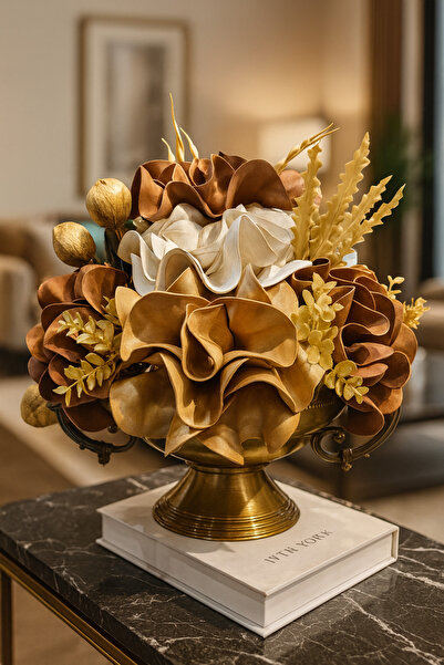 İSHTAR DEKOR LÜKS ZAMAK KOLLU MODEL - LATEX ARANJMAN - METAL ESKİTME SAKSI