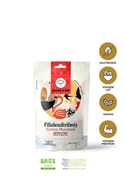THE GOOD WİLD Filizlendirilmiş Kırmızı Mercimek | Glutensiz Kuru Bakliyat | Vegan | Glutensiz Ürünler | 175 Gr