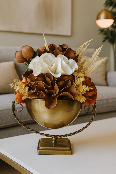 İSHTAR DEKOR LÜKS YENİ SALINCAK MODEL - LATEX ARANJMAN - METAL ESKİTME SAKSI