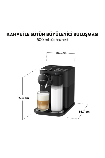 Nespresso F541 Gran Latissima Süt Çözümlü Espresso Kahve Makinesi, Siyah