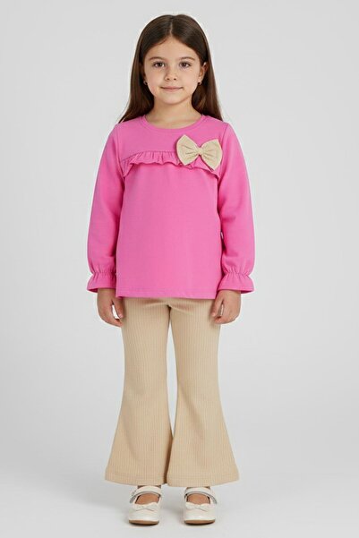 NEWKİDS Set pentru fetiță, cu mâneci cu volane, cu detaliu de fundă, de culoa...