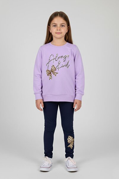 NEWKİDS Set cu colanți pentru fetiță, cu imprimeu leopard, cu detaliu de piat...