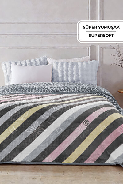 Evlen Home Collection Ковдра Lora з тисненням, 3 кг, подвійний розмір, щільна та м'яка, 210x230 см, сіра