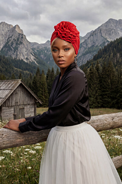 Aisha's Design بونيه قطن ممشط بالورد، B-21، أحمر