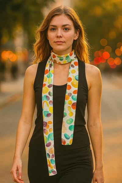 Gönülden Tasarım 155X5 Cm Eșarfă pentru femei cu design colorat