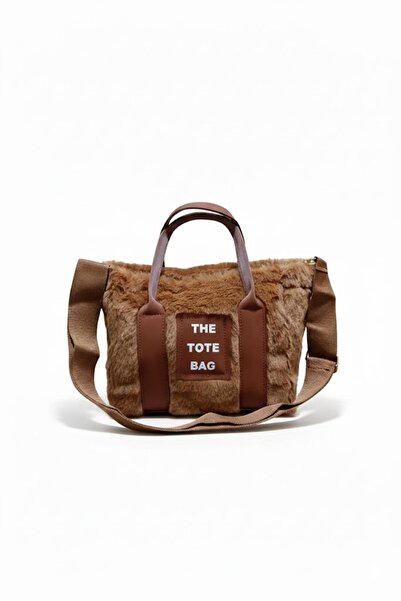 ZİVORA Geantă de damă neagră cu curea coloană din pluș cu blană