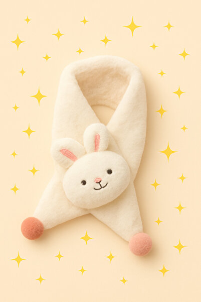 GlassySKY Peluş Tavşanlı Bebek Boyunluk - Atkı - Sevimli Hediyelik