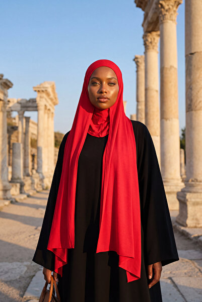 Aisha's Design Şal practic din bumbac pieptănat, care acoperă gâtul, PS-59, roşu