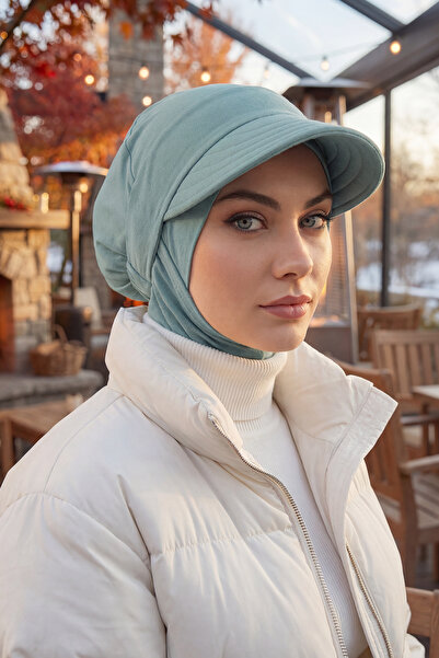 Aisha's Design Hijab Bonnet with Removable Visor, Dark Mint, B-82